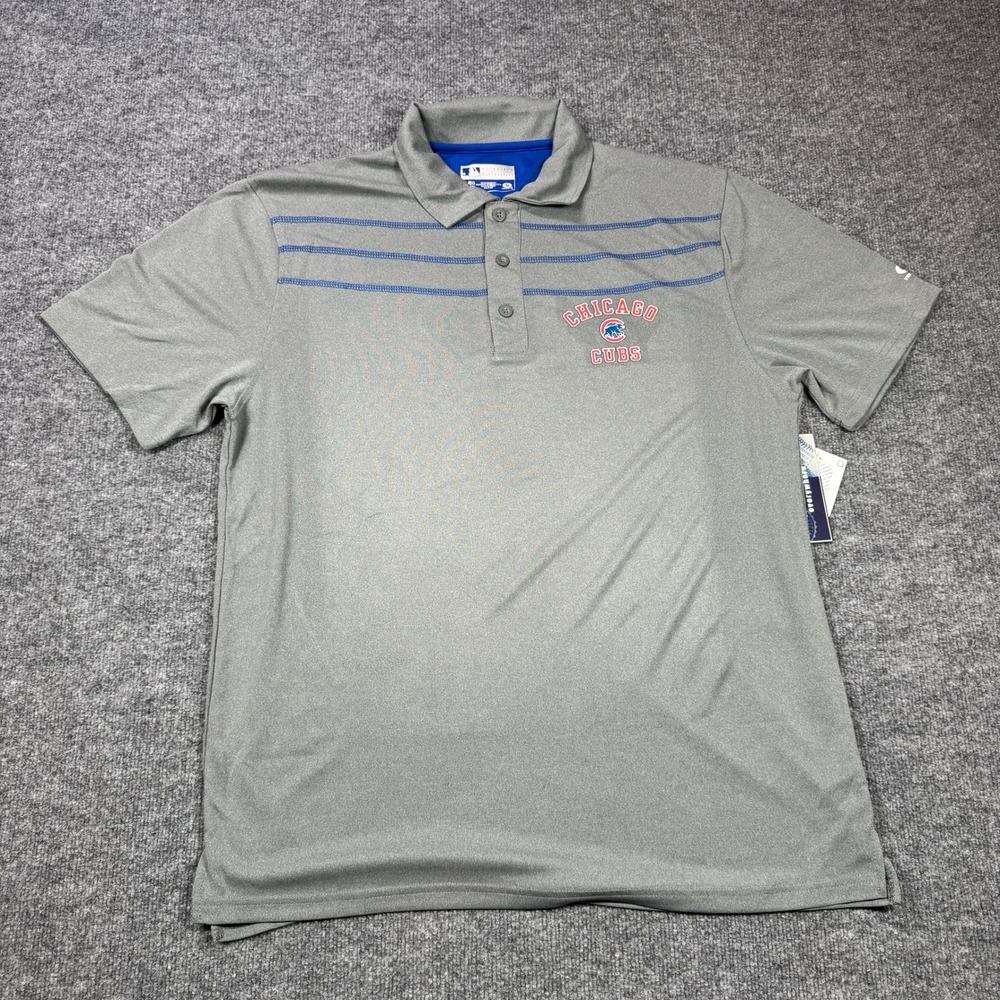 Chicago Cubs‎ Polo Shirt Mens XL Gray Performance True Fan MLB Baseball Cap